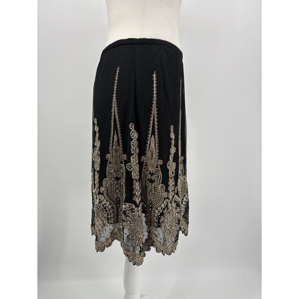 Ralph Lauren Beaded Embellished Formal Skirt Black Gold Embroidered Vintage $3K - Picture 12 of 16